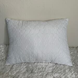 White Decorative Pillow Embroidered Diamond Design 15 x 12"